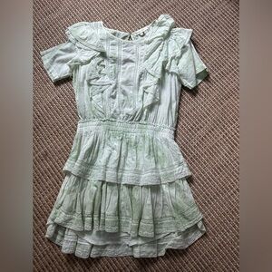 Green and White LoveShackFancy Short Dress